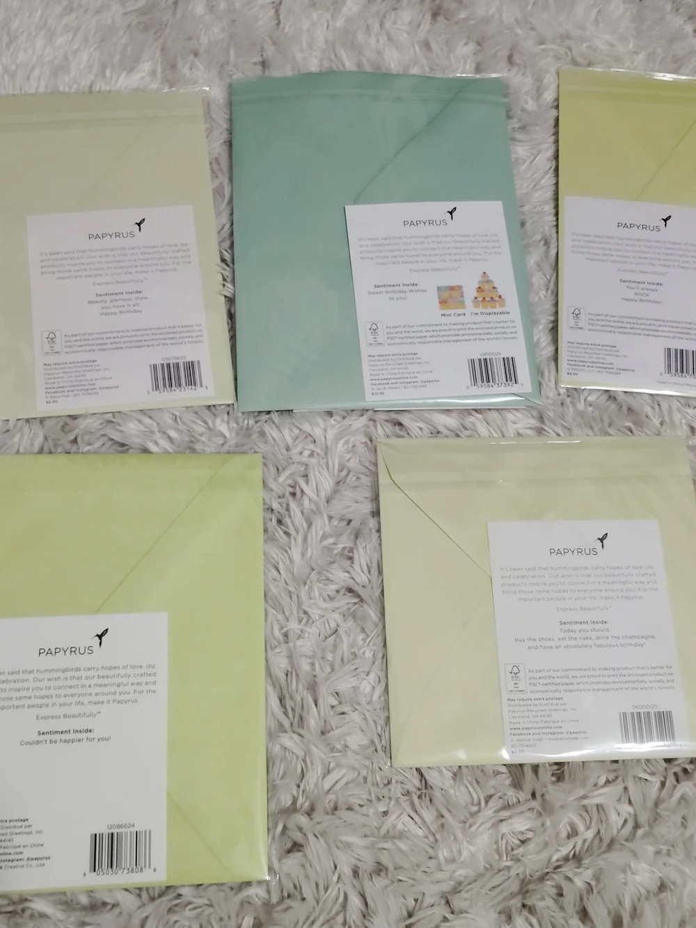 Papyrus Greeting Card  Premium Lot Of 5 New 3D Jewel Embellished (83)
